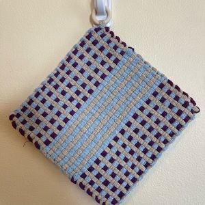 Handmade 8x8 potholders/trivets with wooden ring